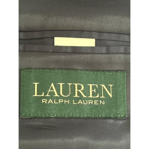 Lauren Ralph Lauren Navy Blazer Size 44L Windowpane Pattern 2 Button Closure - Picture 3 of 10